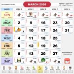 Singapore Calendar Mar 2026