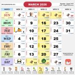 Singapore Calendar Mar 2026