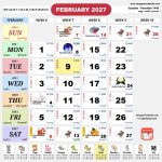 Singapore Calendar 新加坡日历 Feb 2027