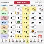 Singapore Calendar 新加坡日历 Mar 2027