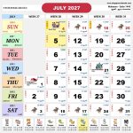 Singapore Calendar 新加坡日历 Jul 2027