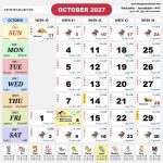 Singapore Calendar 新加坡日历 Oct 2027